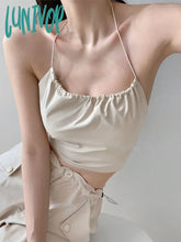 Lunivop Y2K Basic Backless Tank Top Women Streetwear Sexy Bandage Halter Female Solid Color Casual